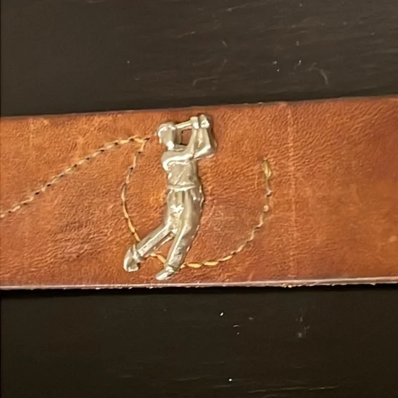 Cole Haan Vintage Golf Leather Belt, cognac color, size 36/40, unisex - Picture 4 of 11